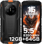 Doogee Fire3 Mobilusis telefonas 12GB+64GB 5.5 Ekranas 13MP 8350mAh Android 14-pilkas oranžinė
