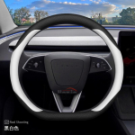 Odinis automobilio vairo užvalkalas Tesla Model Y 3 Juniper Zunifer 2025 2026 priedams juoda balta spalva