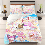 &bdquo;Hello Kitty&ldquo; spausdintas miegamojo patalynės komplektas, antklodės užvalkalas, kalėdinės dovanos, komforti&scaron;kas animacinis filmas su pagalvės užvalkalu EU Single(135*200cm)3pcs