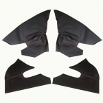 Odinė apdaila 2007-2011 m. Passat B6 Magotan durų panelėms, porankiui ir interjero apdailai. Black Leather Black Stitching 4 Pieces