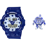 CASIO Vyri&scaron;kas Mėlynas Laikrodis su Skystųjų Kristalų/Analoginiu Dvigubu Ekranu, GA-700BWP-2APFQ Doll gift box blue