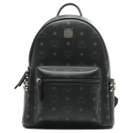 MCM Stark Kniedėtas Logotipas Kuprinė Dengtas Drobės Ir Odos Apdaila Unisex Kuprinės Juoda MMKAAVE15BK001 Basic Set (Bag+Dust Bag)
