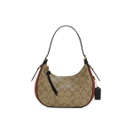 Coach Kleo 21 monogramos užsegama užtrauktuku drobės ir odinė peties rankinė Moteri&scaron;ka peties rankinė Chaki spalvos Raudonai plytų spalvos C6809-IME7V Basic Set (Bag+Dust Bag)
