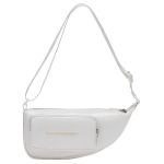 Lacoste Logotipas Reguliuojamas Peties Dirželis PU Balnelio Formos Rankinė Unisex Peties Rankinė Kreminės Baltos Spalvos NU4302ID-151029 Cream White