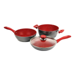 Flavor Akmens Puodas ir Keptuvė IH 24cm 4 Dalių Rinkinys, Raudonas, Suderinamas, Skersmuo.