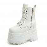 Madingi 14CM Nauji Ankle Booties Batai Punk Natūralūs Batai Moterims Motociklininkų Batai Platforminiai Ponios Mados Botas Žieminiai Rudeniniai Didelio Dydžio 43 35 juoda
