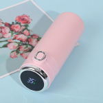 1 vnt. 400 ml i&scaron;manusis termosas Nerūdijančio plieno vandens butelis LED skaitmeninis temperatūros indikatorius Kavos terminiai puodeliai Pažangi izoliacija 400ML rožinė