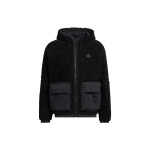 Adidas Originals Logotipo Fleece Striukė su gobtuvu, užtraukiama per visą ilgį, įprasto kirpimo, atspari vėjui, Sherpa Fleece, treniruočių striukė, unisex, juoda HR4440 S black