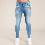 Vyri&scaron;ki džinsai Retro plovimas Užtrauktukas Tamprūs džinsai Kasdieniai Slim Fit kelnės Vyri&scaron;ki didelio dydžio pie&scaron;tuko formos kelnės Džinsiniai siauri džinsai vyrams S &scaron;viesiai mėlyna spalva