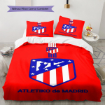 Atletico Madrid Logotipo Ra&scaron;to Patalynės Komplektas Antklodės Užvalkalas Pagalvės Užvalkalas Namų Dekoras Dovana (1 * antklodės užvalkalas + 2 * pagalvės užvalkalai, be &scaron;erdies) 135x200cm red