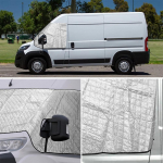 Kemperio priekinio stiklo uždangalas Fiat Ducato, Peugeot Boxer, Citroen Relay. Patvarus apsaugos nuo saulės ir sniego uždangalas. Lengvas montavimas as pic
