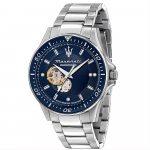 Maserati R8823140007 Sfida Automatinis Mėlynas Ciferblatas Vyri&scaron;kas Laikrodis 44mm sidabras