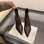 2025 Nauji moteri&scaron;ki ankle boots Seksualūs smailianosiai Moteri&scaron;ki trumpi batai Madingi Laisvalaikio Moteri&scaron;ki ploni auk&scaron;takulniai Batai Vienspalviai Stiletto 35 ruda