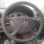 Skirta Mercedes Benz E klasės W211, G klasės W463 2002-2007 m. Rankomis siūta pilka natūralios odos persiko medžio ra&scaron;to vairo apdangalas BD1 gray