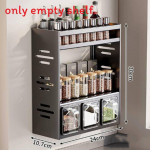 Modernus plieninis sieninis prieskonių laikiklis su keliais skyreliais virtuvės laikymui ir tvarkymui Triple 3Compartments