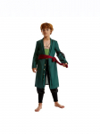 Anime figūrėlės Roronoa Zoro Cosplay kostiumas Vienodas Žalias paltas Kelnės Galvos skara Roronoa Zoro Perukas Auskarai Helovinas Vyri&scaron;ki drabužiai S black