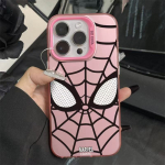 Žmogaus-Žmogaus telefono dėklas &ndash; plonas apsauginis dėklas su voratinklio dizainu iPhone 17/16/15/14/13(ROŽINIS) iPhone 17Pro