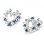 Les Tr&eacute;sors De Lily [B9529] - Boucles Argent 'Pr&eacute;cieux Petit Coeur' Bleu Blanc mėlyna