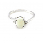 Bague Argent 'D&eacute;esse Opale' Blanc argent&eacute; (rhodi&eacute;) - 7 mm