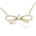 Les Tr&eacute;sors De Lily [L7052] - Collier Plaqu&eacute;-Or 'Noeud Romantique' blanc dor&eacute; - 27x8 mm