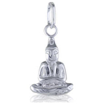Les Tr&eacute;sors De Lily [N1232] - Pendentif Argent 'Bouddha' argent&eacute; (rhodi&eacute;) - 16x11 mm sidabras
