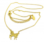 Les Tr&eacute;sors De Lily [P8070] - Collier acier 'Licorne My Unicorn' dor&eacute; - 13x12 mm auksas