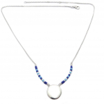 Les Tr&eacute;sors De Lily [P9255] - Collier argent 'Boho' bleu argent&eacute; rhodi&eacute; - 14x14 mm