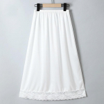 Moteri&scaron;kas satino dirbtinio &scaron;ilko apatinis apatinis sijonas po suknele Half Slip Midi nėrinių sijonas one size