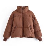 Rudens žiemos moteri&scaron;kas medvilninis pamu&scaron;alas trumpas parkinis &scaron;varkas paltas su stovinčia apykakle Vienspalvis Preppy Style Storos ki&scaron;enės su užtrauktuku Nedidelio dydžio XS-L