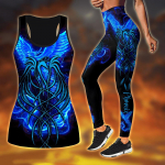 &bdquo;Phoenix Print&ldquo; jogos apranga moterims, madinga 3D spausdinta treniruočių antblauzdžiai &bdquo;Fitness&ldquo; sportui auk&scaron;tu juosmeniu, laisvalaikio jogos kelnės M