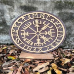 Vikingų medinis skydas Riterio mū&scaron;is Viduramžių karys Apvalus raižinys Cosplay Sieninis