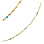 Altesse [R5718] - Collier Chaine Plaqu&eacute; Or 'Boho' turquoise dor&eacute; - 45 cm 2 mm