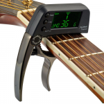 TCapo20 daugiafunkcis aliuminio lydinio 2 viename gitaros Capo imtuvas su LCD ekranu normaliam akustiniam garsui juoda