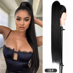 Tiesus apvyniojimas aplink arklio uodegą netikrų plaukų Ombre Blonde Pony Tail plaukų priauginimas 85 cm sintetinis kar&scaron;čiui atsparus arklio uodegos plaukas