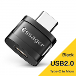 Essager Otg Type C prie USB Micro USB į Type C Adapteris Otg Usb Type C Adapteris Macbook Xiaomi Huawei Samsung Otg Connector TypeC to Micro Black