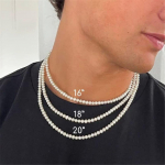 Dirbtinių perlų karoliai vyrų paprasti rankų darbo siūlų karoliukų karoliai Choker vyri&scaron;ki papuo&scaron;alai moterims, merginoms, vestuvių banketų karoliai 6mm-40cm