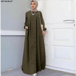 Mygtukas priekyje Kaftan chalatas ilgomis rankovėmis mar&scaron;kiniai ki&scaron;eniniai moteri&scaron;ki maxi suknelė chalatai Artimųjų Rytų modeliai musulmoni&scaron;ko stiliaus Kukli drabužiai ruduo S