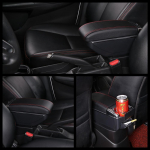 &bdquo;Renault Logan 2&ldquo; &bdquo;Renault Sandero 2&ldquo; automobilio porankių dėžutės vidus Specialus modernizavimo priedai Centrinė saugykla juoda/raudona