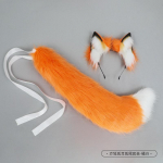 Helovinas Animal Ears galvos apdangalas Beast Tail Anime Priedai Cosplay Rekvizitai Masquerade Fox Ears Galvos juostos moterims Lapės uodega orange-set