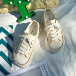 Vasaros pusiau &scaron;lepetės Dvigubi drobiniai batai Moteri&scaron;ki, mieli maži balti bateliai storu padu tortas Big Head Batai madingi lentos batai 40 balta