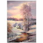 medžio masyvo rėmas Gatyztory rėmo tapyba pagal skaičius Sniego peizažas Rankomis tapytas aliejiniais dažais Drobės dažymas sienų dekoras 15*20cm(with frame)