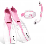 OLIKEI 3vnt./komplektas Profesionali nardymo kaukė nardymo su vamzdeliu nardymo kaukė suaugusiems, pilnai sausam nardymo su vamzdeliu nardymo ilgais pelekais povandeninio nardymo įranga L-EU:42-44 rožinė
