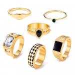 2023 m. naujas Noble Ring Prabangus Rich Ring Retro nespalvotas žiedų rinkinys Spark Party Ring 6 dalių rinkinys vyrams ir moterims auksas