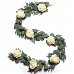 2 m dirbtinis eukaliptas su 7 vnt bijūnų žiedais dirbtiniais vynmedžiais, kabančiais eukalipto lapais, apsaugotais nuo UV spindulių vestuvių arkos sienų vidaus ir lauko dekoravimui &scaron;viesiai mėlyna spalva