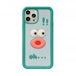 Cartoon Cute OH Doodle Expression telefono dėklas, suderinamas su iPhone 14 13 12 Pro Max 11 X XS XR X Max stereoskopiniu silikoniniu apsauginiu dangteliu iPhone X žalia