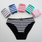 Seksualios kelnaitės moterims Medvilniniai Mink&scaron;ti moteri&scaron;ki apatiniai nėriniuoti kelnaitės Moteri&scaron;kas dryžuotas bikinis intymus apatinis trikotažas 6 vnt/vnt. M