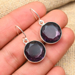 Ametisto brangakmenio rankų darbo 925 kieto sterlingo sidabro papuo&scaron;alų auskarai, skirti vestuvių dovanai 1.4 Inches violetinė