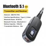 Essager &bdquo;Du viename&ldquo; &bdquo;Bluetooth&ldquo; garso imtuvas siųstuvas belaidis &bdquo;Bluetooth 5.1&ldquo; 3,5 mm AUX garso adapteris Stereo ausinėms, televizoriui, automobiliui pilka
