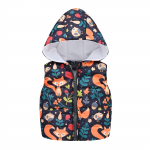 Mažų vaikų mergaičių žiemos animacinių filmų vėjui nepralaidus paltas su gobtuvu, &scaron;iltų vir&scaron;utinių drabužių liemenė 100 juoda