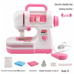 Vaiki&scaron;ka &bdquo;pasidaryk pats&ldquo; elektrinė dviejų siūlų siuvimo ma&scaron;ina: Imituotas lengvas buitinis siuvimo prietaisas, idealus rankų darbo žaislas mergaitėms. rožinė